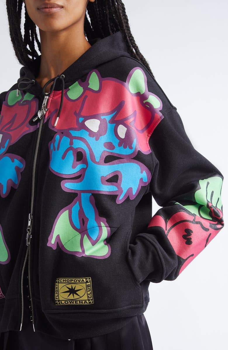 Chopova Lowena The Girls Recycled Cotton Blend Zip Hoodie, Alternate, color, Black Multi