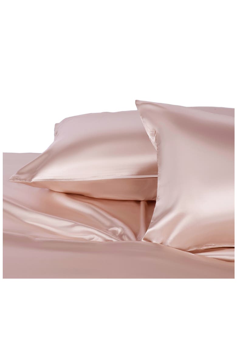Set of 2 Elegance Satin Pillowcases, Alternate, color, ROSE GOLD