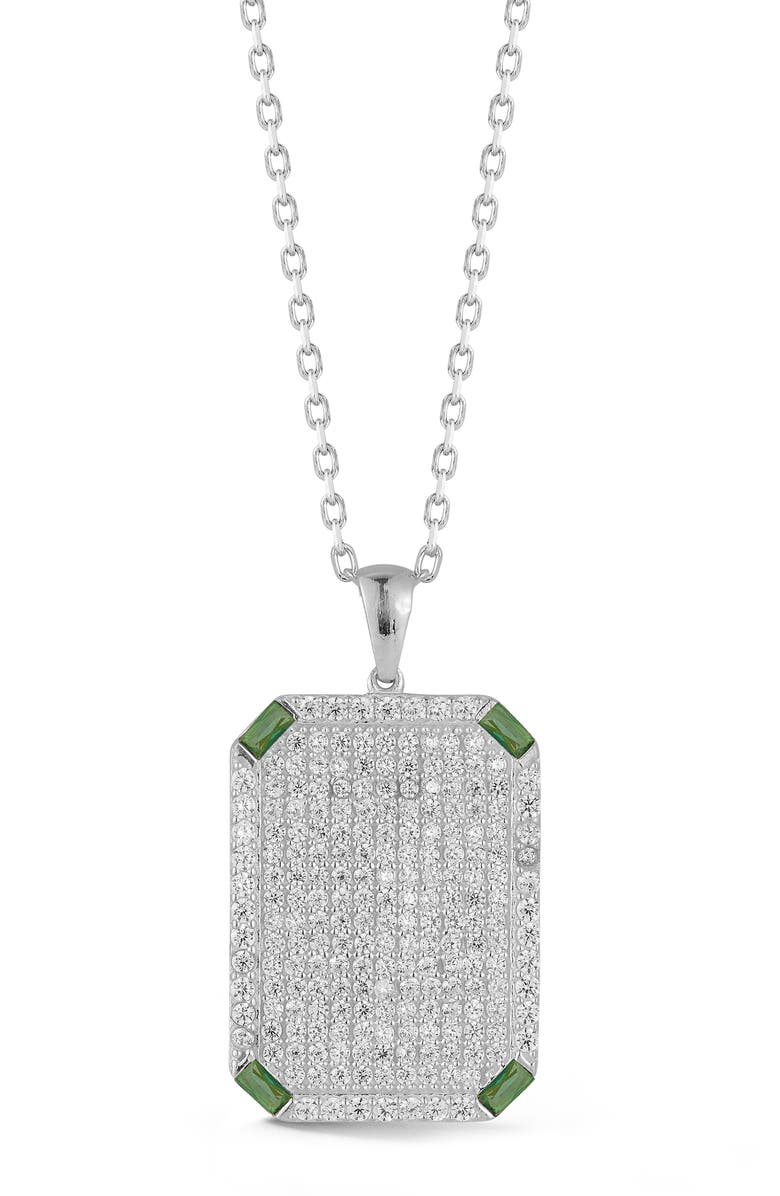SPHERA MILANO Pavé Dog Tag Pendant Necklace, Main, color, Silver