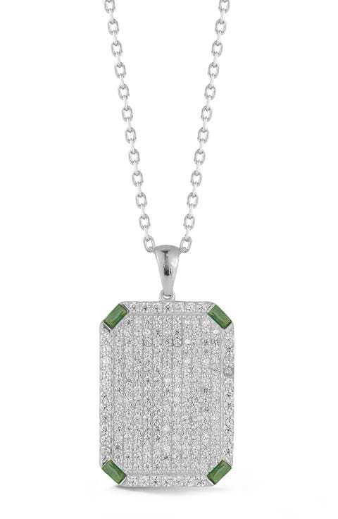 Pavé Dog Tag Pendant Necklace