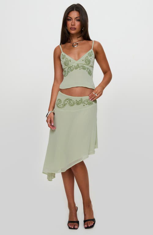 Princess Polly Pappilion Embroidered Back Tie Tank In Green