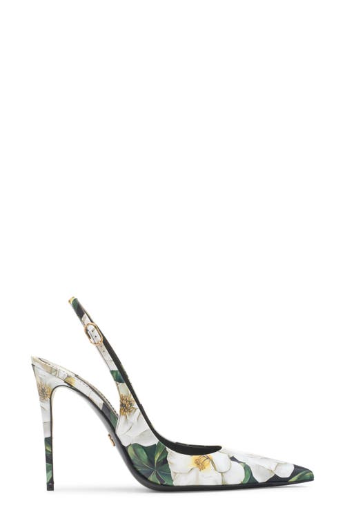 Dolce & Gabbana Printed Leather Slingback Pumps In Gardenia F.nero