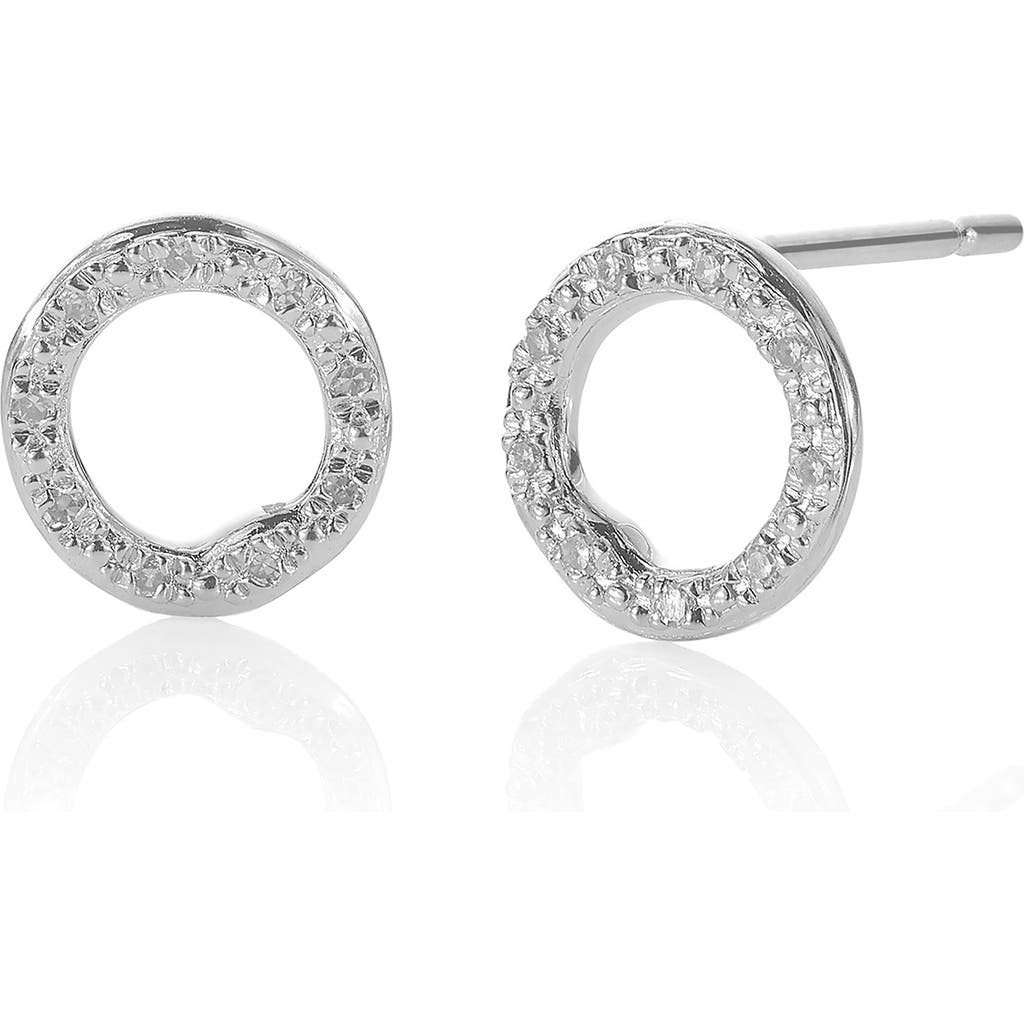 Monica Vinader Riva Diamond Circle Stud Earrings In Silver