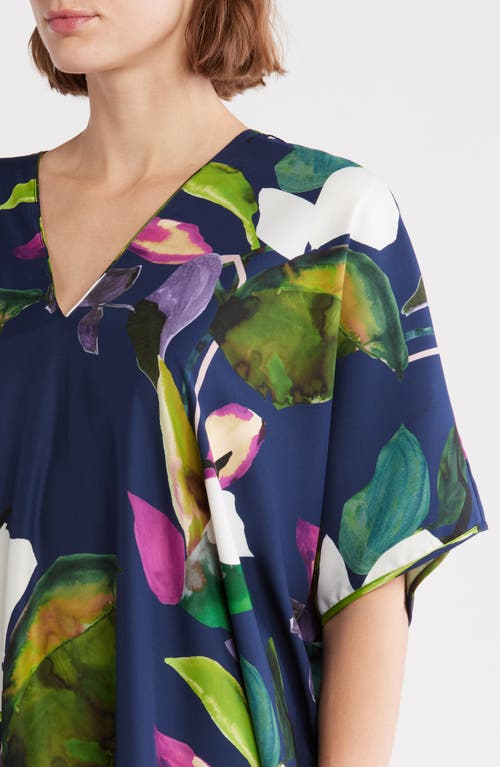 Natori Daido Charmeuse Caftan Nightgown In Blue
