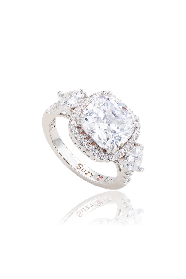 Sterling Silver Cushion Cut CZ Halo Bridal Ring, Main, color, WHITE