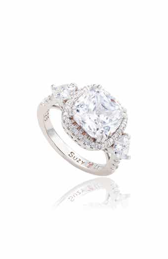 Sterling Silver Cushion Cut CZ Halo Bridal Ring