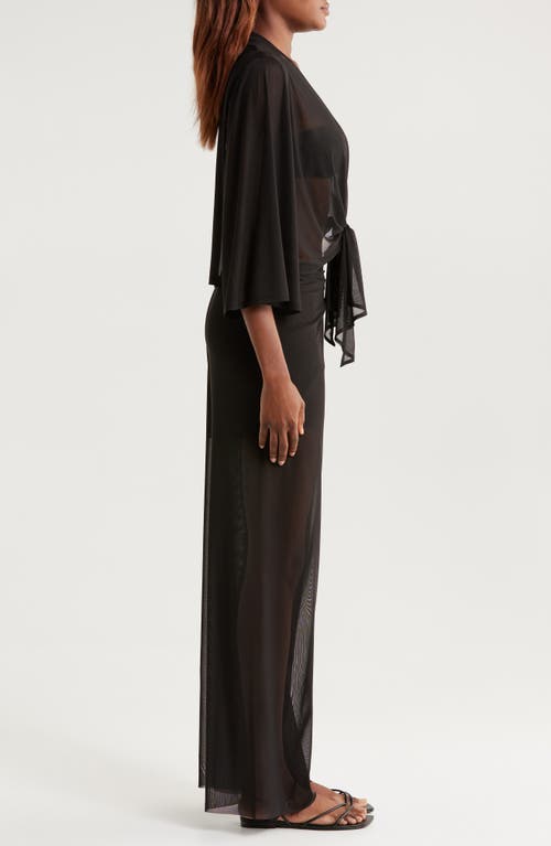 ELAN ELAN SHEER TIE FRONT COVER-UP TOP