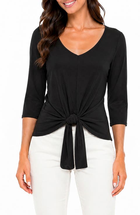 Tie Front V-Neck Top