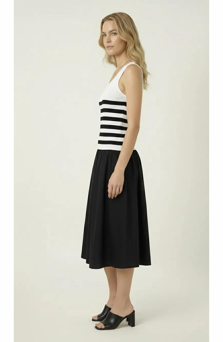 Modenaire Striped Knit Tank Contrast Dress, Alternate, color, Black / White Stripes
