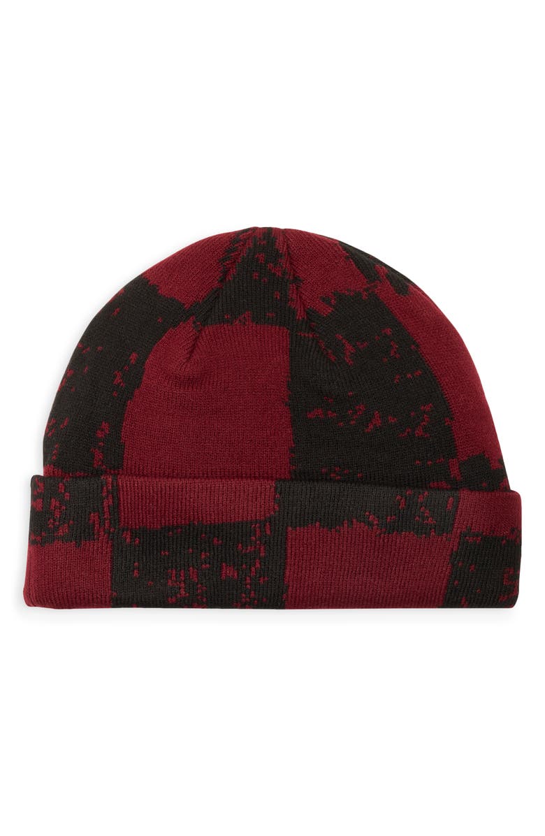 DIET STARTS MONDAY Checkered Beanie, Alternate, color, Maroon/ Black