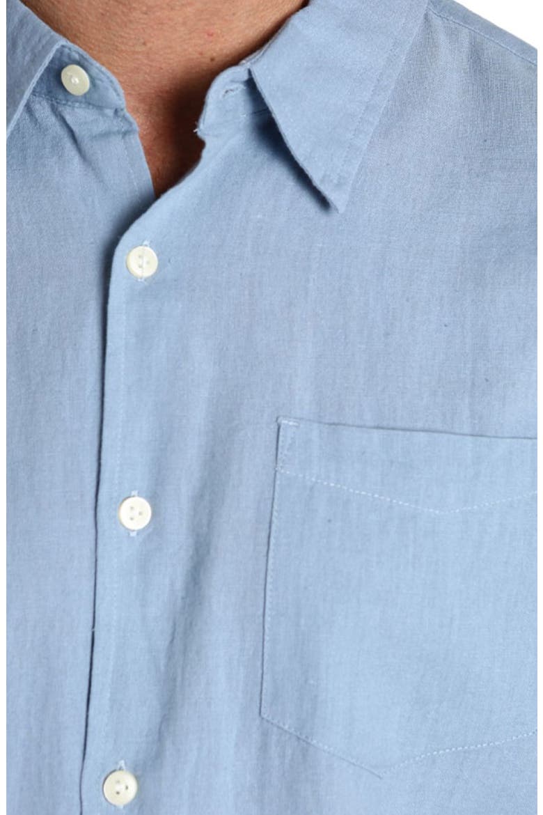 Linen & Cotton Blend Short Sleeve Button-Up Shirt, Alternate, color, LIGHT BLUE