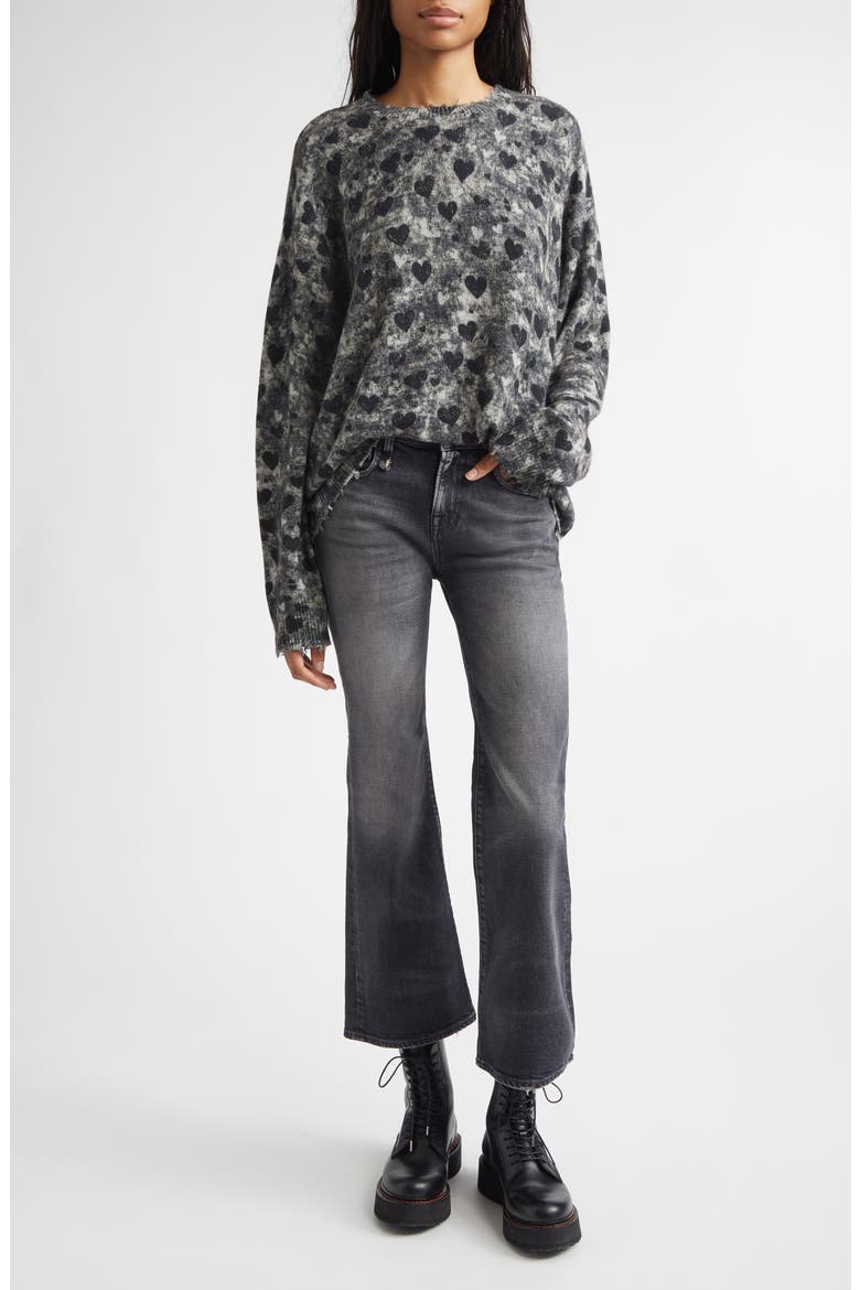 Distressed Heart Print Cashmere Sweater, Alternate, color, HEATHER GREY