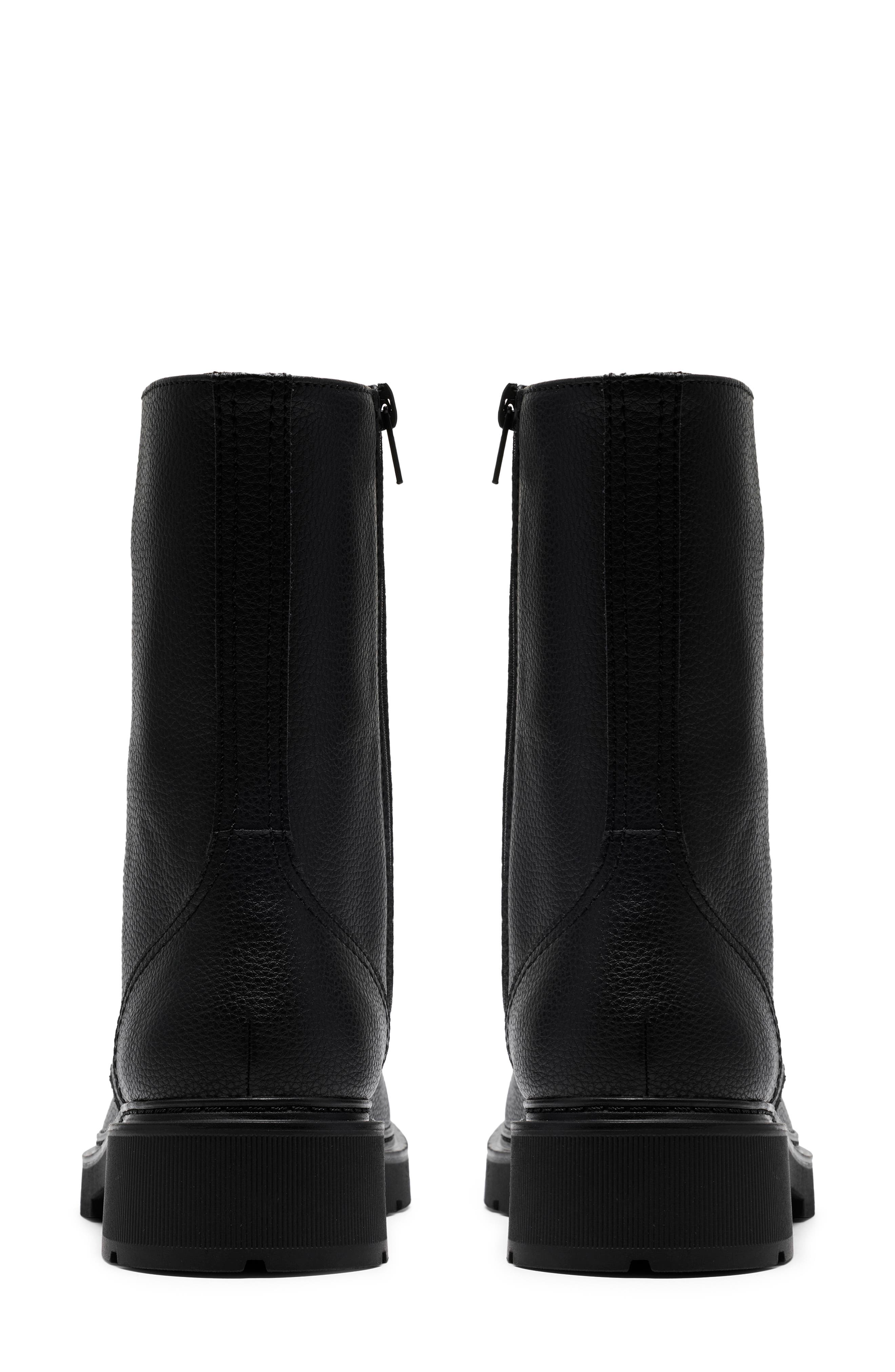 Lauryl Style Faux Leather Lace-Up Boot, Alternate, color, BLACK