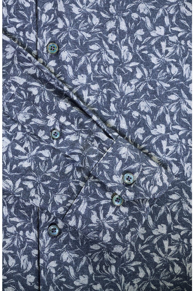 Julian Shaped Fit Floral Print Cotton Button-Up Shirt, Alternate, color, NAVY
