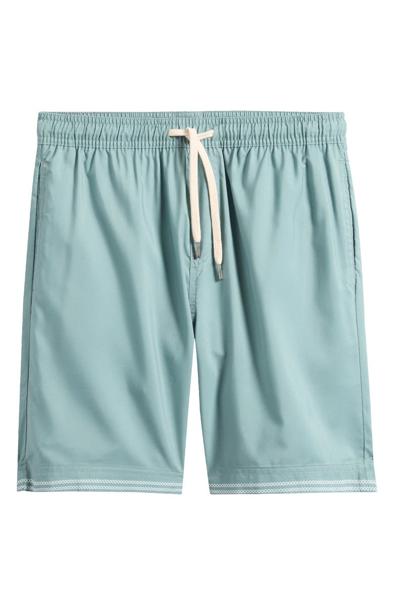 Nordstrom 8-Inch Polyester Classic Swim Trunks, Alternate, color, Green Iceberg Cross Stitch