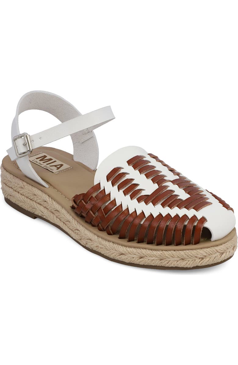 MIA Eshani Ankle Strap Espadrille Sandal, Main, color, White/ Cogn