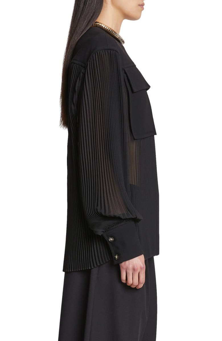 Proenza Schouler Pleated Sheer Flounced Blouse, Alternate, color, 