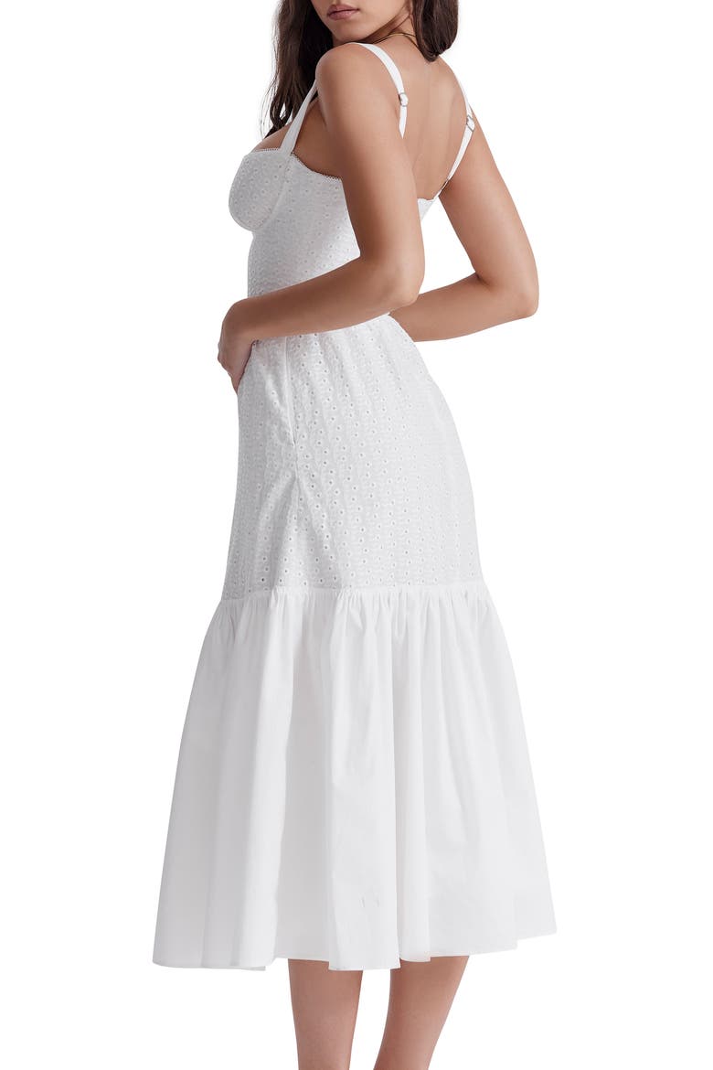 Elia Floral Stretch Cotton Blend Corset Sundress, Alternate, color, IVORY