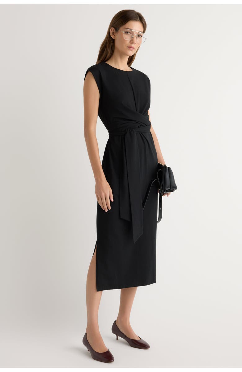 Modern Citizen Fei Tie-Front Organic Cotton Dress, Alternate, color, Black