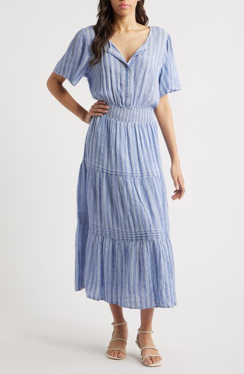 Cannes Stripe Linen Blend Dress