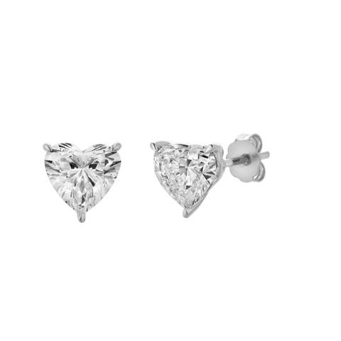Felicity 14K White Gold Lab Grown Heart Solitaire Diamond Earrings - 2.06 Cts