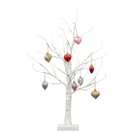 2-ft  Pre-Lit Artificial Valentine's Day Twig Tree with X Warm White LED Lights and Heart Ornaments