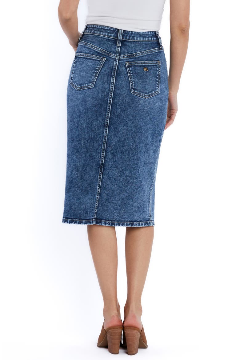 Silver Denim Midi Skirt, Alternate, color, SILVER BLUE