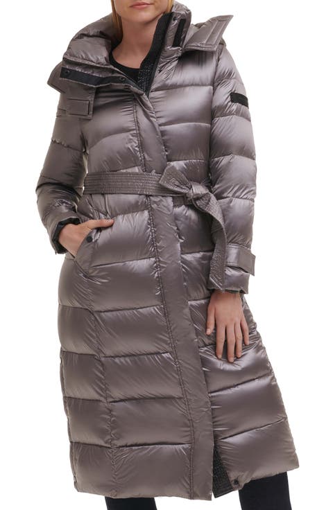 Contrast Belted Longline Puffer Jacket