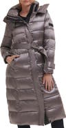 KARL LAGERFELD PARIS Contrast Belted Longline Puffer Jacket