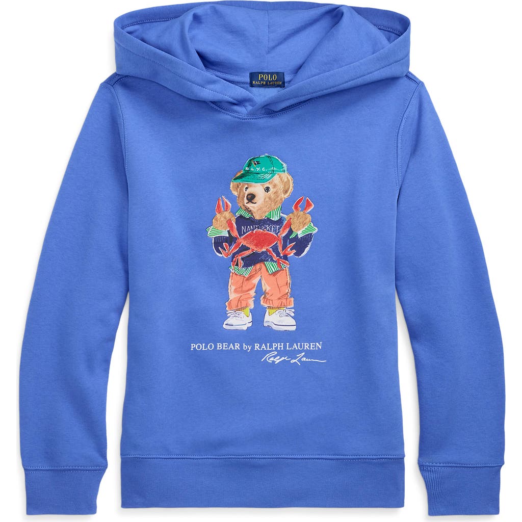 Polo Ralph Lauren Polo Bear Cotton-blend Jersey Hoodie In Scottsdale Blue Bear