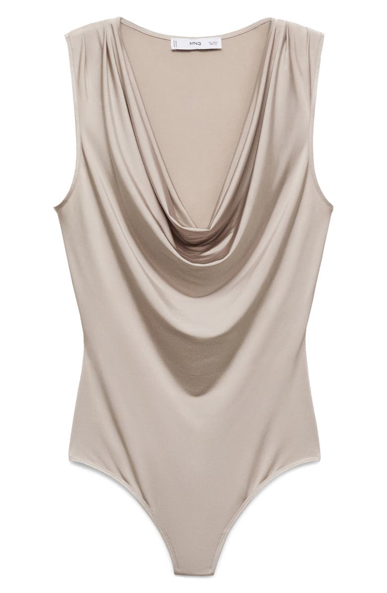 MANGO Cowl Neck Bodysuit, Alternate, color, Light/ Pastel Grey