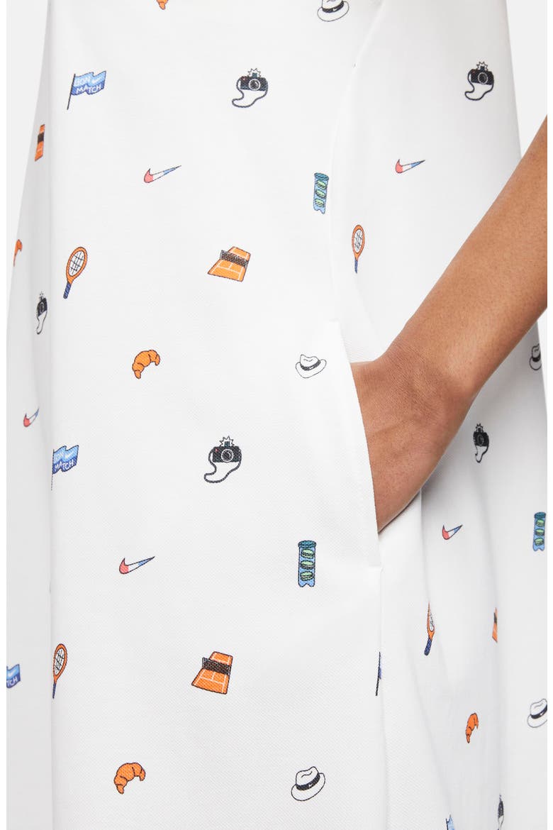 Dri-FIT Print Polo Dress, Alternate, color, WHITE/ BRILLIANT ORANGE