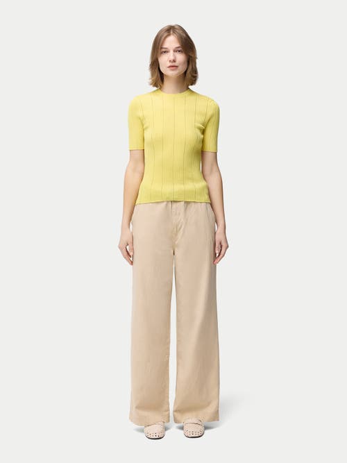 Gobi Mongolian Cashmere Ajour-knit Cashmere Silk Top In Blazzing Yellow