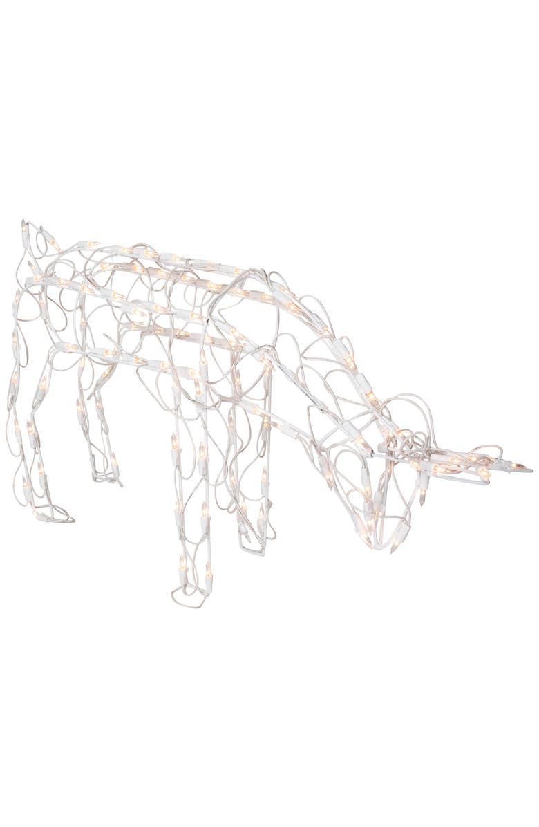 Northlight Lighted Feeding Reindeer Outdoor Christmas Decoration - 25" - Clear Lights, Alternate, color, White
