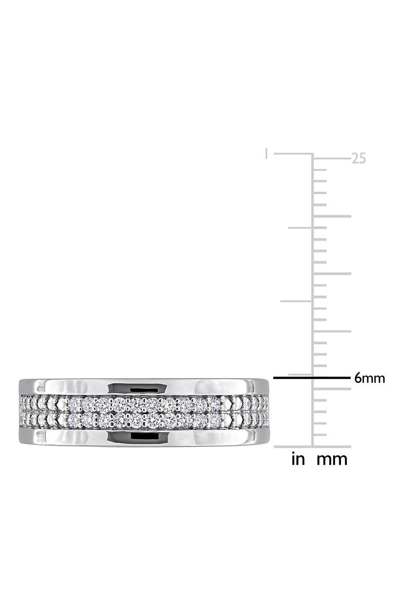 Men's Sterling Silver Pavé Lab Grown Diamond Band Ring, Alternate, color, WHITE
