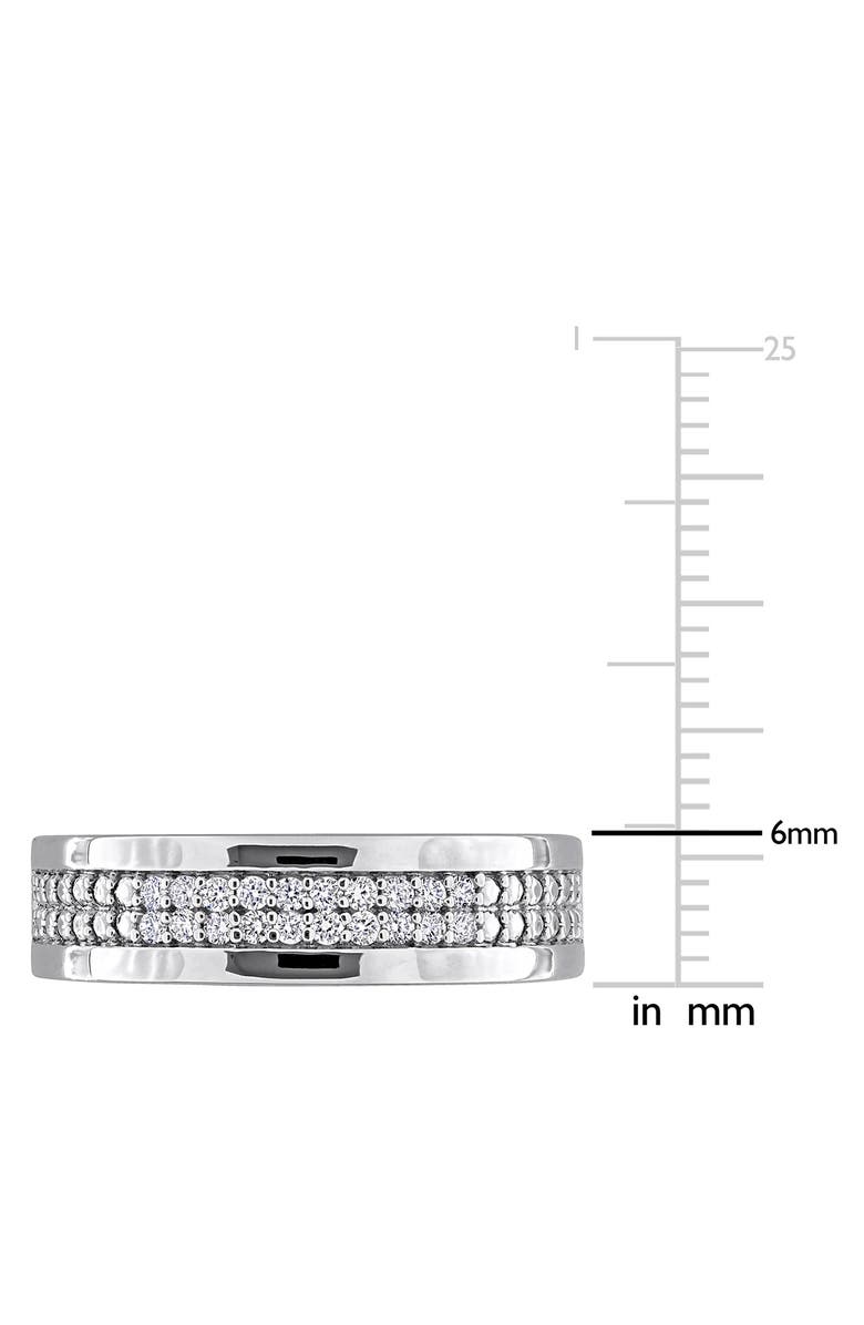 DELMAR Men's Sterling Silver Pavé Lab Grown Diamond Band Ring, Alternate, color, White