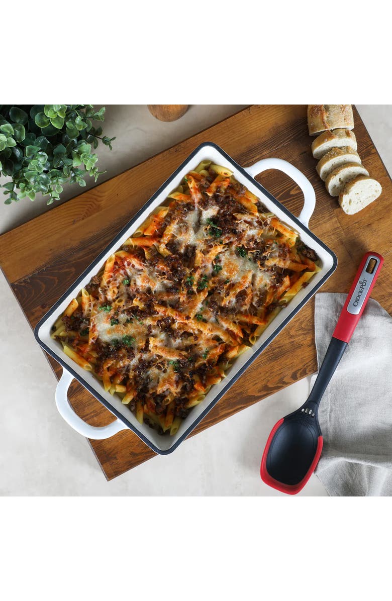 Crock-pot 13 Inch Enameled Cast Iron Lasanga Pan, Alternate, color, White