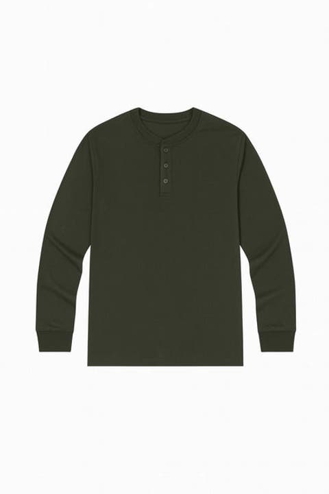 Mens Long Sleeve Henley Shirt