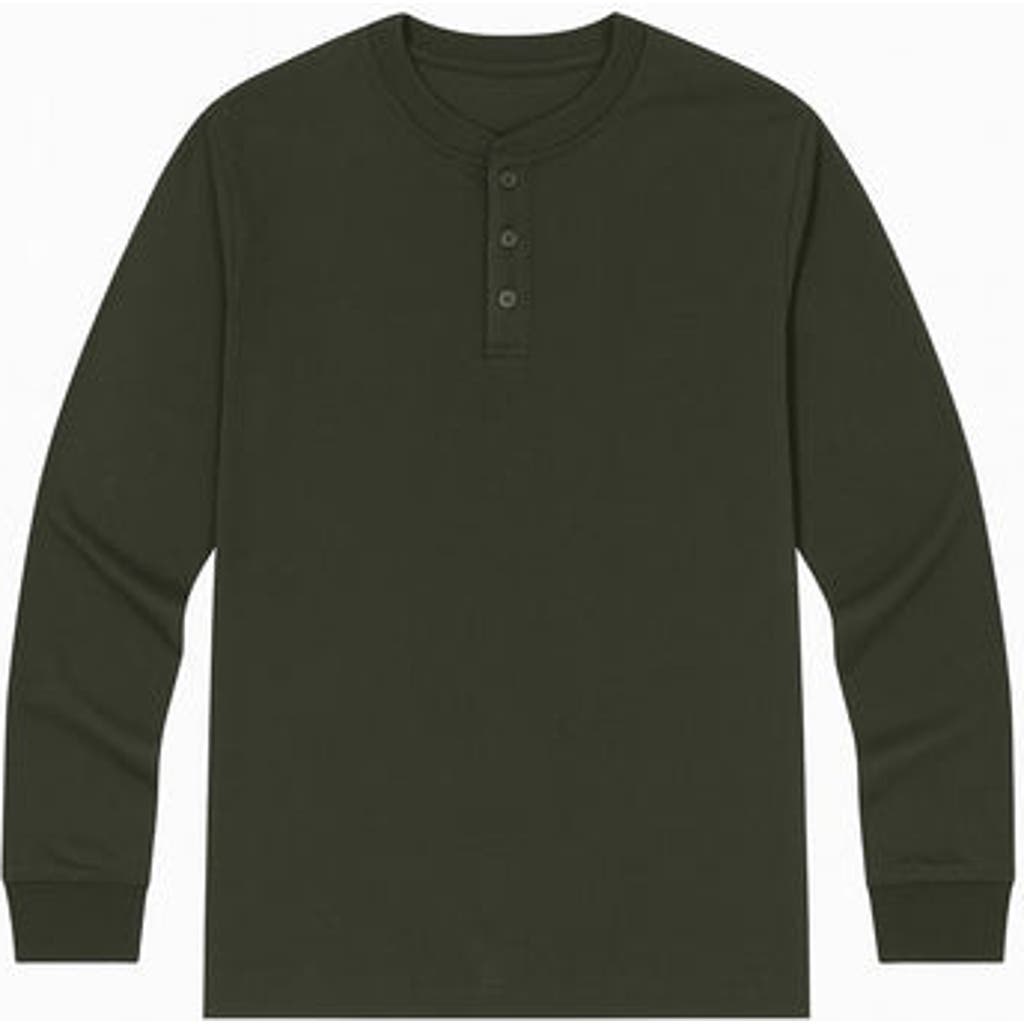 Benben Mens Long Sleeve Henley Shirt In Green