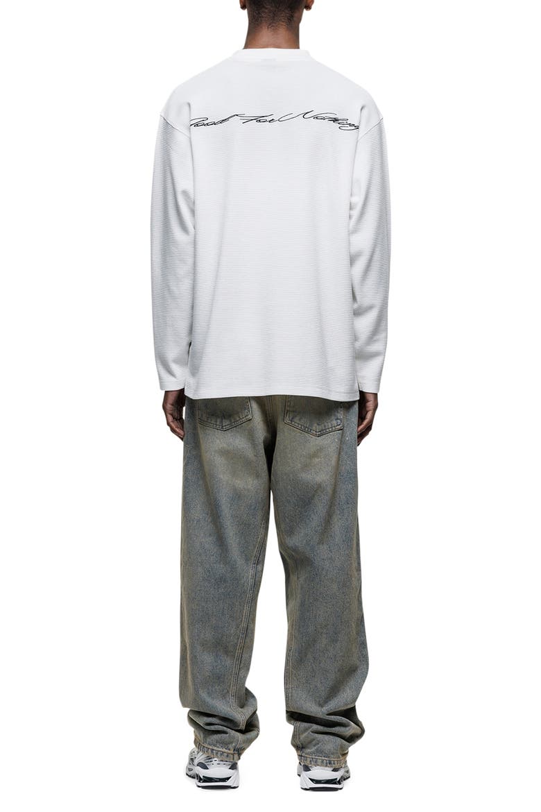 Scribble Long-Sleeve Waffle T-Shirt, Alternate, color, WHITE