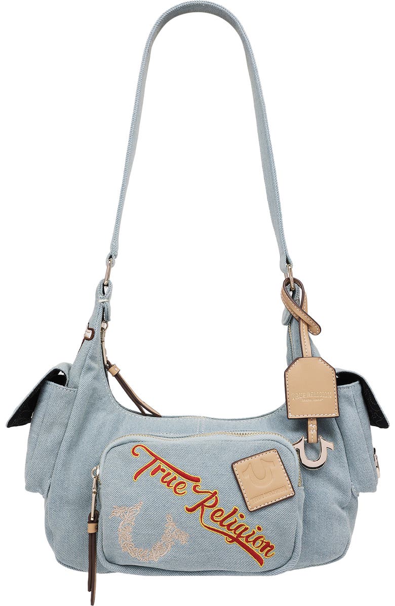 True Religion Multipatch Denim Hobo Bag, Main, color, Denim