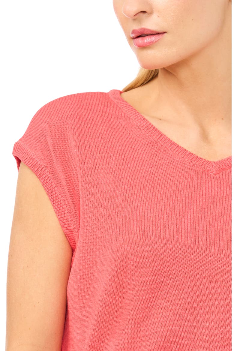 V-Neck Cap Sleeve Sweater Vest, Alternate, color, CALYPSO CORAL