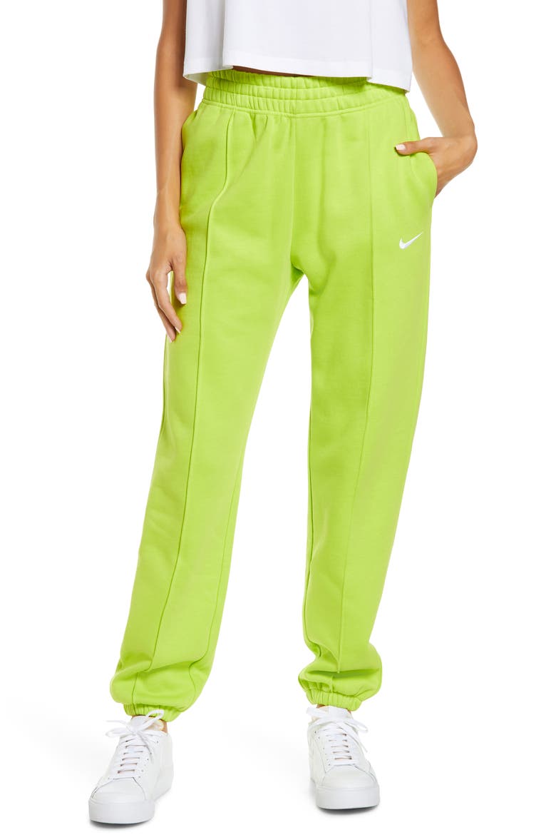 Sportswear Essential Fleece Pants, Main, color, 321 ATOMIC GREEN/ WHITE