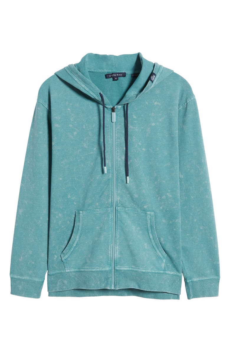 Stone Rose Acid Wash Zip Front Fleece Hoodie, Alternate, color, Cor/Blu