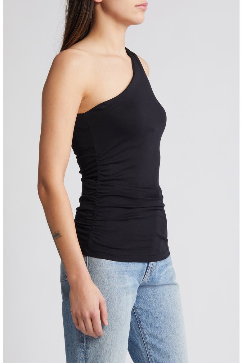 One-Shoulder Organic Cotton Tank Top, Alternate, color, BLACK