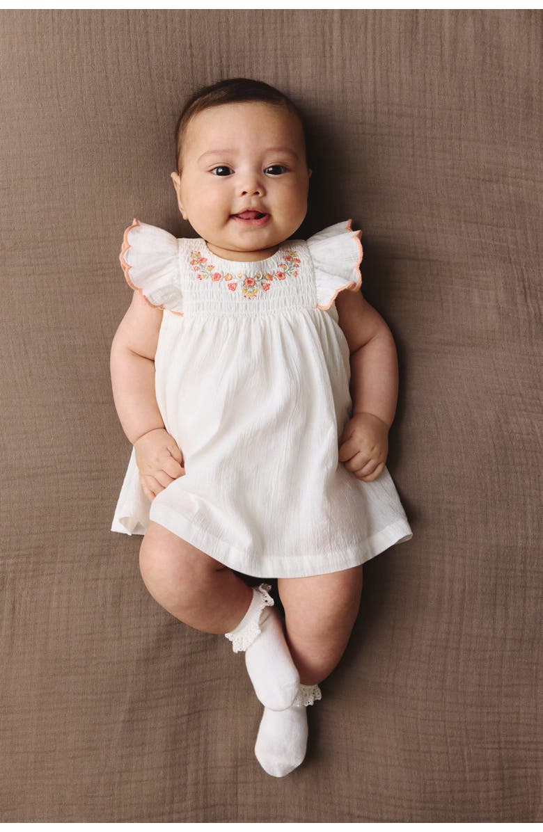 H&M Cotton Bodysuit Dress, Alternate, color, White/Flowers