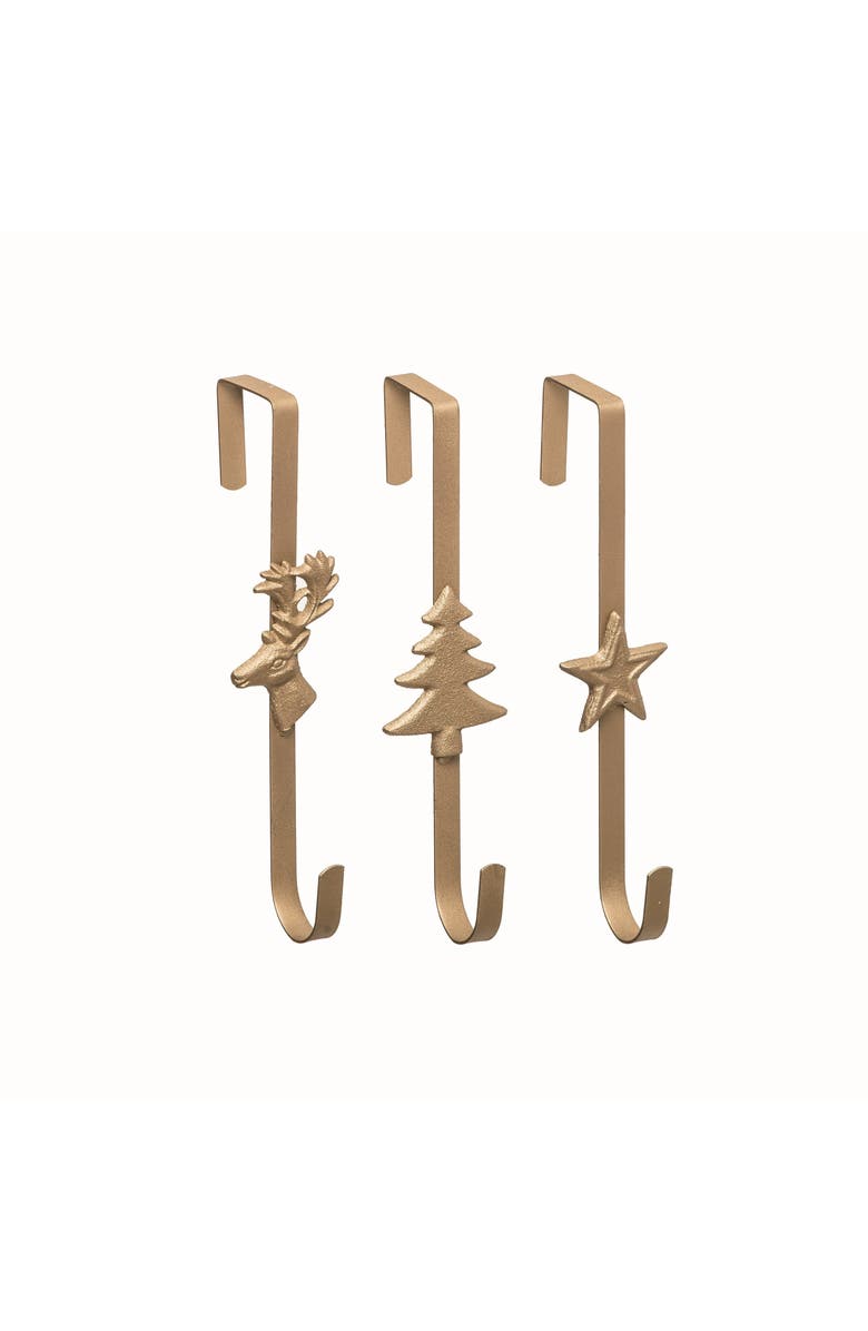 Transpac Metal Christmas Icon Wreath Holder Set of Three Decorations, Main, color, Metallic Gold