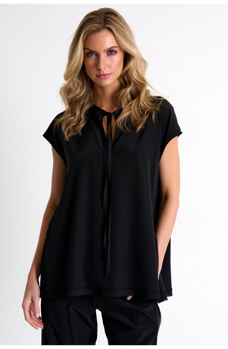 SHAN Silk Blouse With Boat Neckline, Main, color, Black