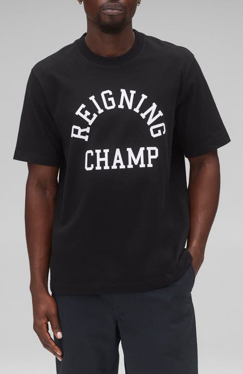 Reigning Champ Arch Logo Midweight Cotton Graphic T-Shirt in Black 