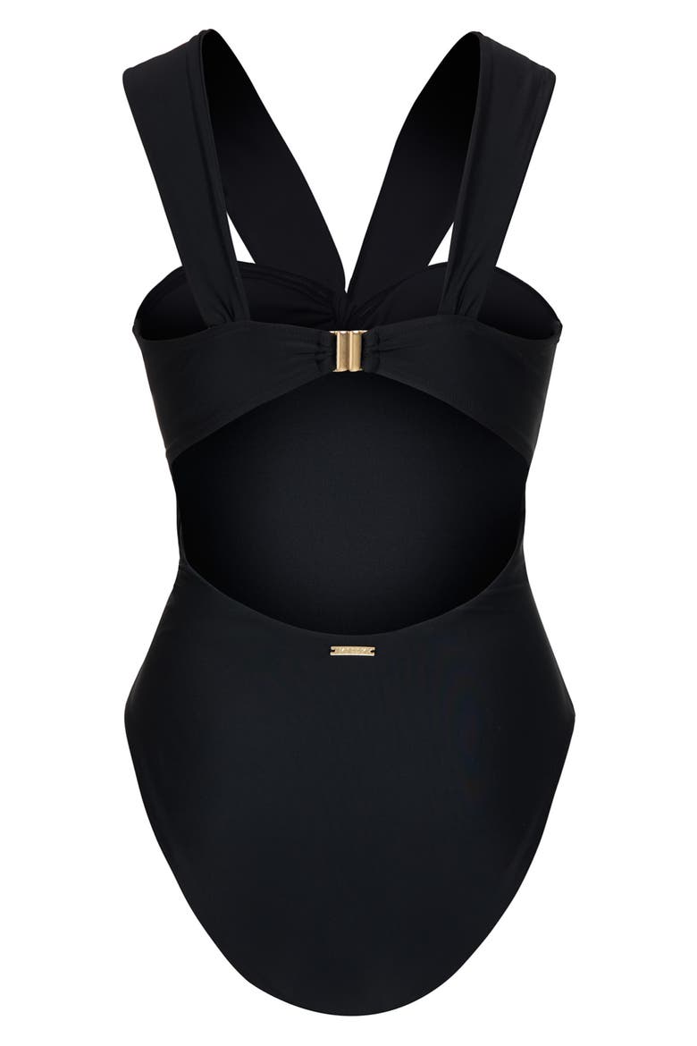 Betsy Draped One-Piece Swimsuit, Alternate, color, BLACK